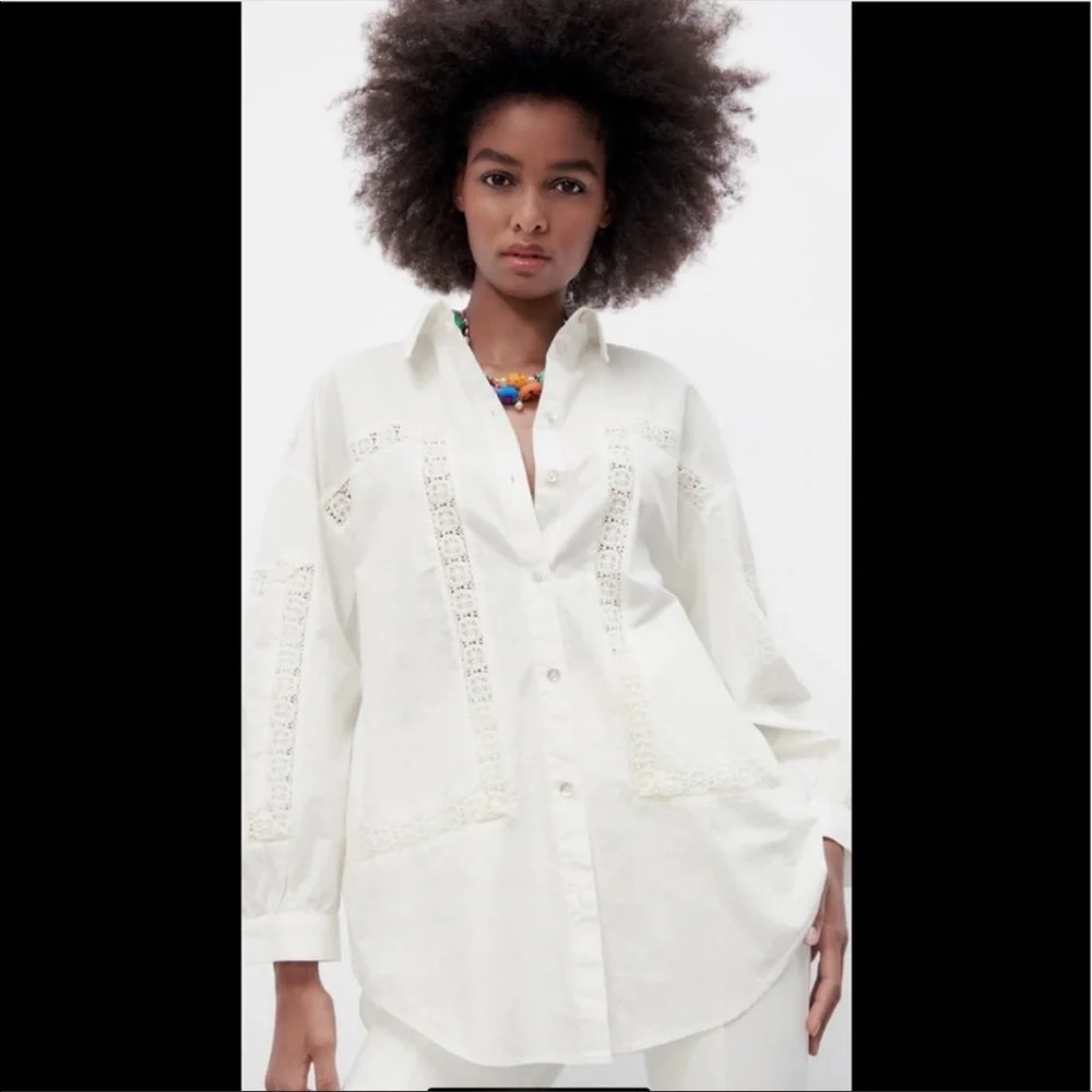 Zara Embroidered Button down shirt - Picture 2 of 3
